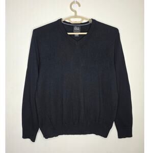 Jos A Bank black merino wool long sleeve v-neck sweater - large - corpcore